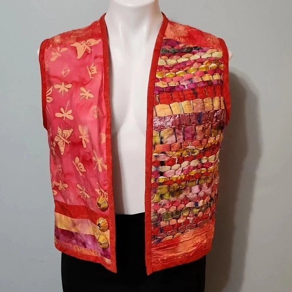 Homemade Red and Yellow Quilted Vest - Picture 2 of 13